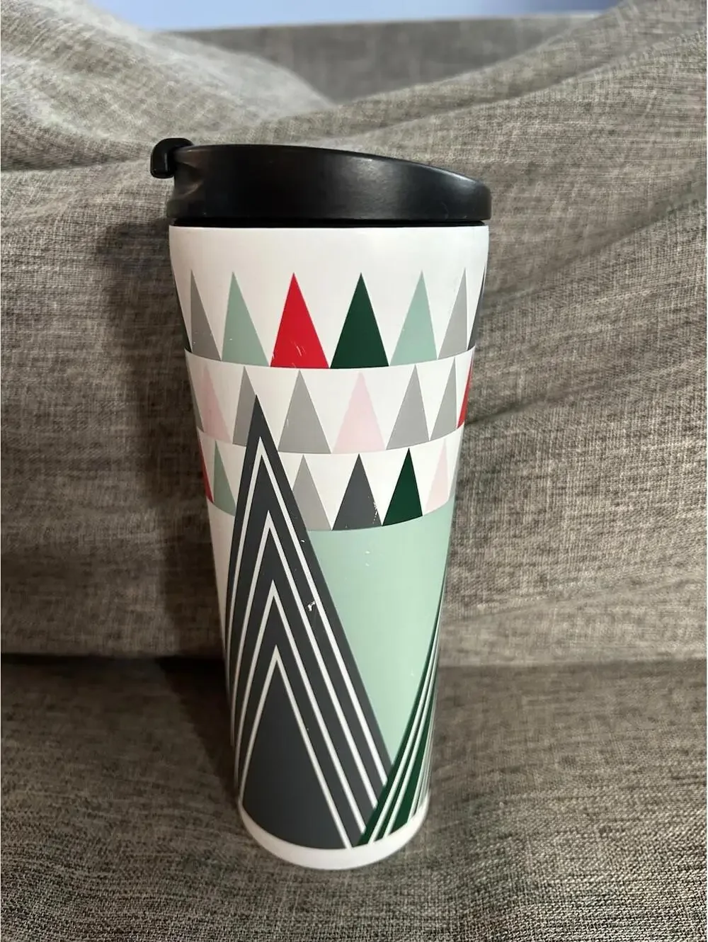 Starbucks 2017 Holiday Geometric Triangle Trees 12 oz aluminum Travel Tumbler